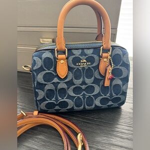 Coach Mini Rowan Crossbody Bag In Signature Denim